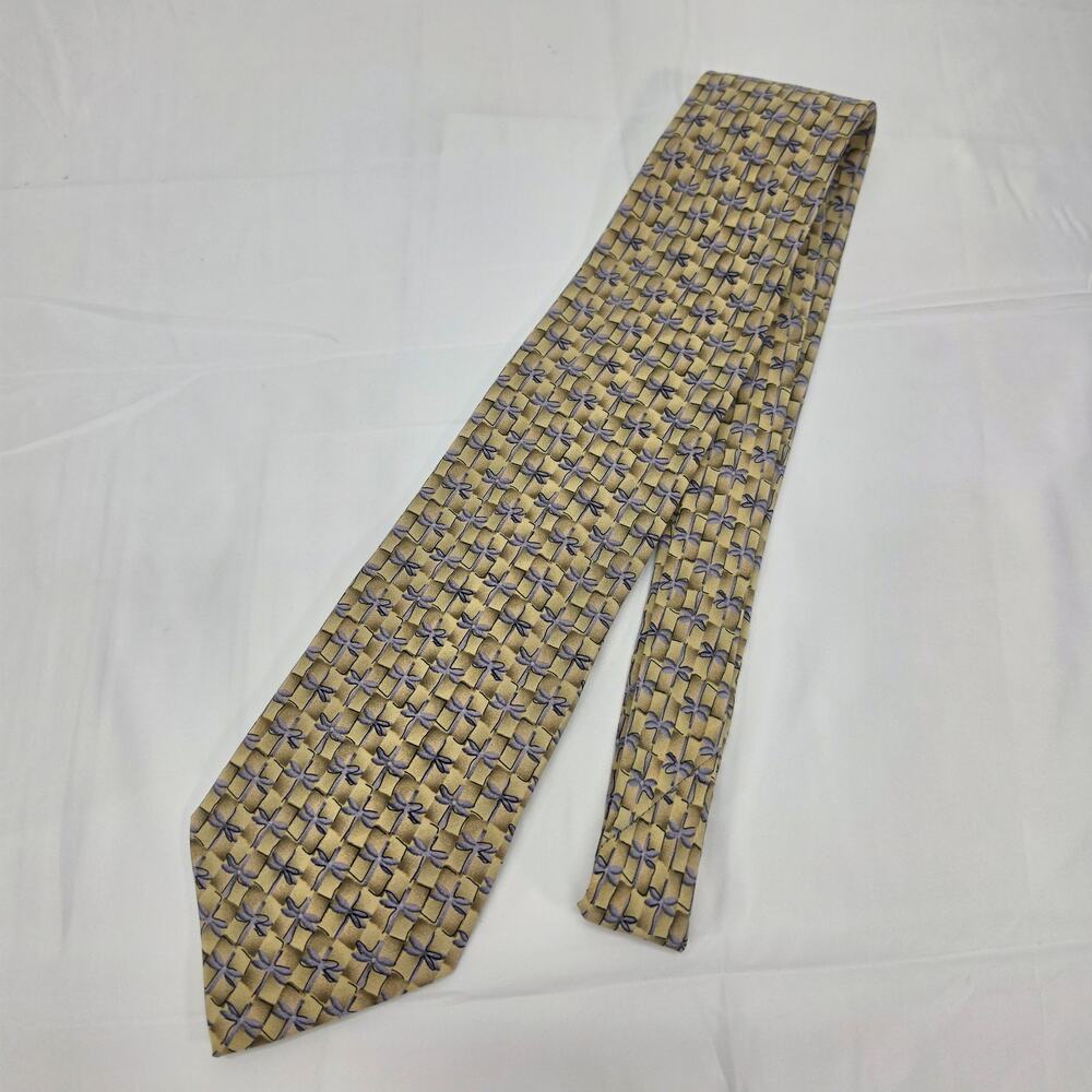 Dragonfly Ties To Nature 100% Silk Neck Tie Beige Purple Dragonfly Novelty Tie